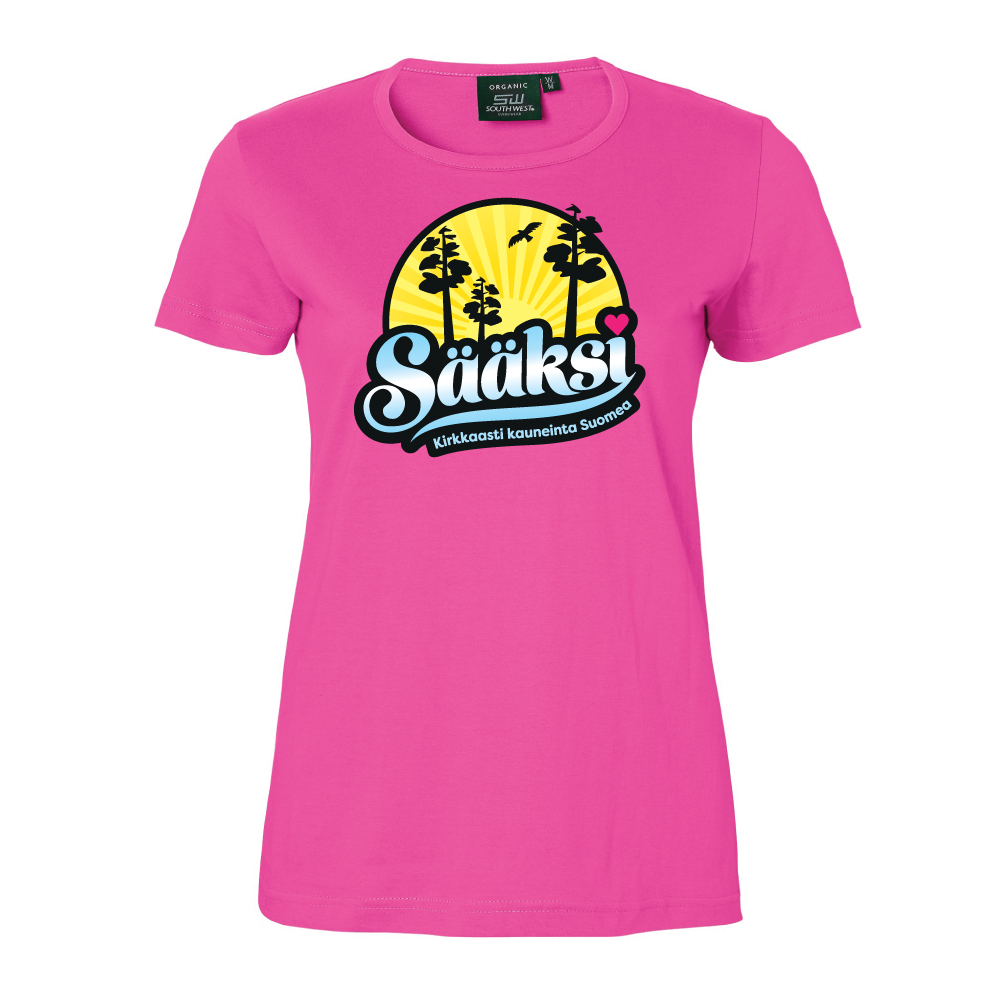Sääksi t-paita painatuksella fitted pinkki